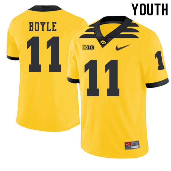 2019 Youth #11 Ryan Boyle Iowa Hawkeyes College Football Alternate Jerseys Sale-Gold